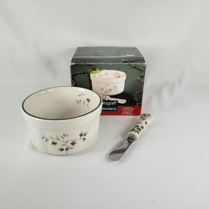 Pfaltzgraff Winterberry Christmas Holiday Dip Serving Set Crock Bowl Cottagecore